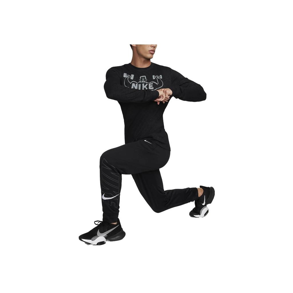 Nike Alphabet Animal Pattern Print Crew Neck Long Sleeve T-Shirt Men Tops Black FJ2405-010