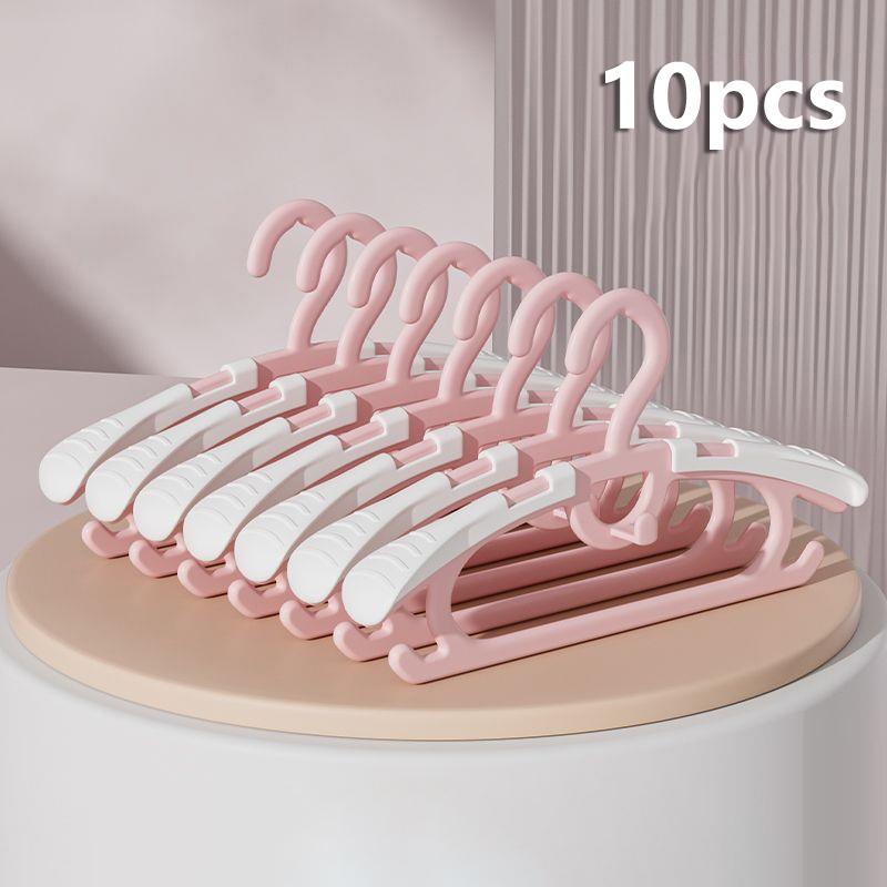 10Pcs Child Wide Shoulder Thickened Non-Slip Clothes Hanger Household Clothes Rack Clothes Drying Rack Plastic Clothes Hanger