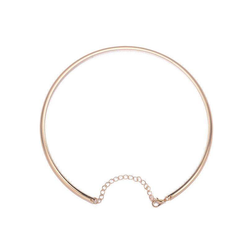 Collier Punk Pas Cher Simple Cercle Rond Or Bohème Bijoux de Mode Exagération Métal Anneau Colliers Réglables pour Femmes