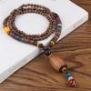 BLINGBAY Women's Pendant New Ethnic Style Necklace Vintage Wood Bead Sweater Chain Long Bodhi Pendant Girls Party Jewelry Gifts