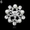 Faux Pearl Flower Brooch Collar Pin Rhinestone Crystal Bridal Jewelry Present