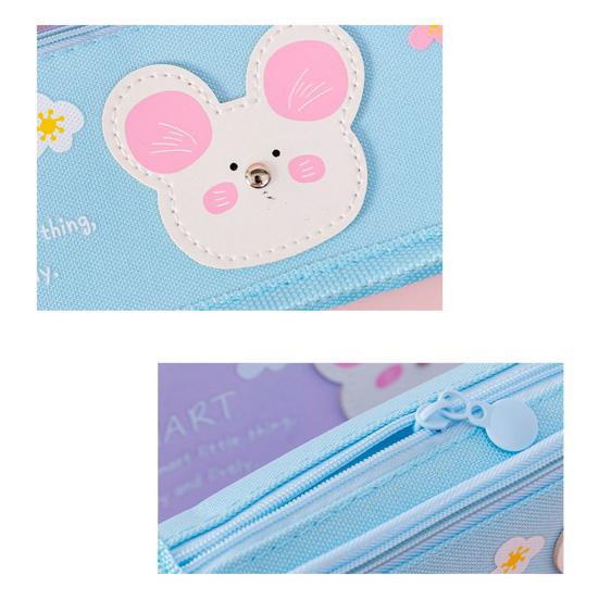 Cartoon Pencil Case for Kids Large Capacity Cute Stationery Bag Canvas Pen Pouch Portable School Supply Organizer for Boys Girls