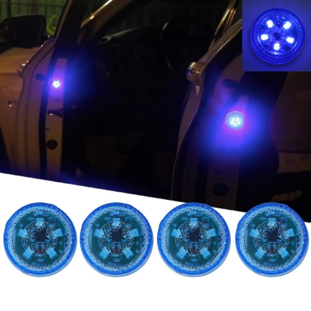 

Rubonarie LED Door Warning Lights, Rear-End Collision Prevention Emergency Signal Lights (5 Lights, 4 Blue)