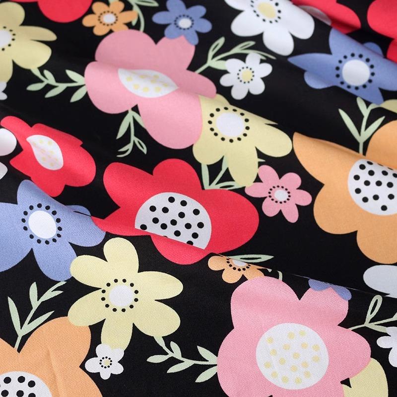 Flower Printed Rayon Viscose Fabric Soft By The Meter for Skirts Pajamas Clothes Cheongsam Diy Sewing Cloth Floral White Green