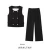 Araltay New Arrival Fashion Style Women's Clothing Double Breasted Gold Plated Button Vest Pants 8582851 8606851