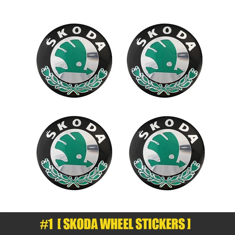 Car Sticker 2026 Hot 4Pcs Car Wheel Hub Center Caps Stickers Rim Badge Cover For Skoda Octavia Fabia Rapid Superb Yeti Enyaq Kod