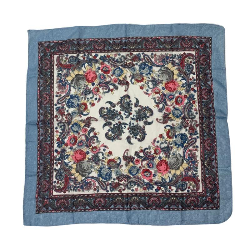 70*70cm Women Russian Floral Print Square Bandana Handkerchief Headband Scarves