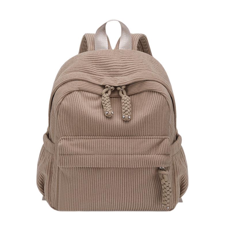 Schoolbag Corduroy Backpack Women's 1011 New Student Casual Drawstring Backpack ins Wind Travel Small School Bag