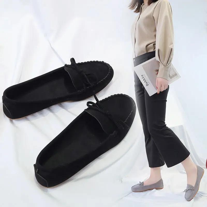 Fashion Fashion Women Shoes Slip On Loafers for Ballet Flats Women Suede Casual Sneakers Zapatos Mujer Flat Shoes for Mom Shoes Autumn