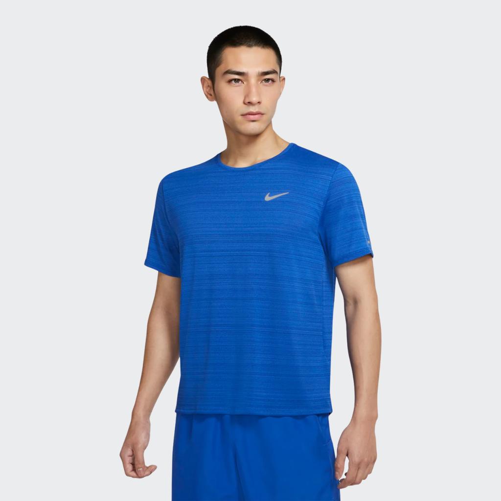 Nike Dri-Fit Miler Glowing Logo Crew Neck Running Short Sleeve T-Shirt Men Tops Blue CU5993-480