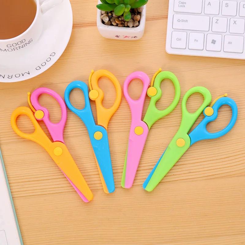 1pcs Children's Paper-cut Anti-pinch Hand Safety Scissors All Plastic Straight Edge Scissors Kindergarten Diy Handmade Scissors