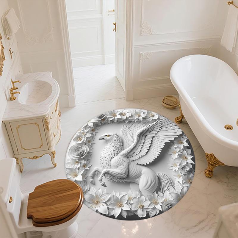 Gryf,Okrągły Dywanik,Dywan do Salonu Sypialni Sofy Pokoju Zabaw Dekoracja,Antypoślizgowa Mata Podłogowa