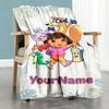 Dora Explorer Customize Text Blanket Multi-purpose Personalized Blanket Comfortable for Nap Bedding Couch Office Chair for All Occasions