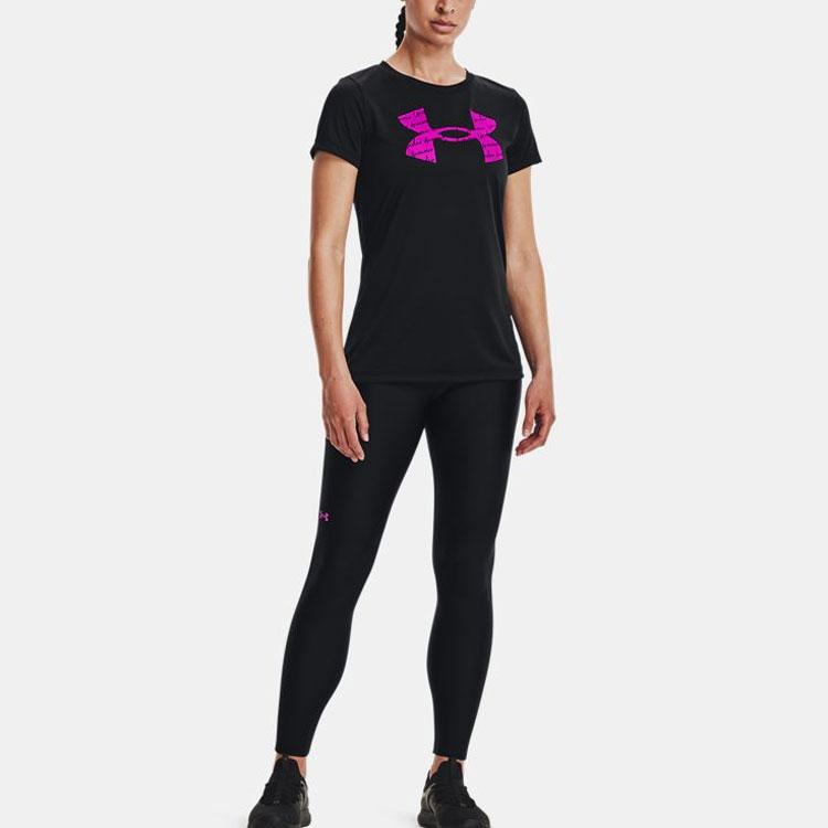 Under Armour Casual Training Fitted Sports Tee Women Tops Black 1365143-001