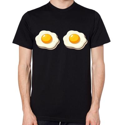 T-shirt Bianca Uova Fritte Uomo Donna Fresca Divertente Boobs Tee Unisex Tette Top