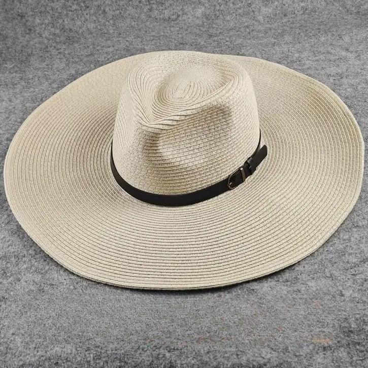 Big Size Foldable Jazz Straw Hat for Men Big Brim Summer Sun Protection Hat Tourist Travel Beach Hat for Woman 58cm 60cm 62cm