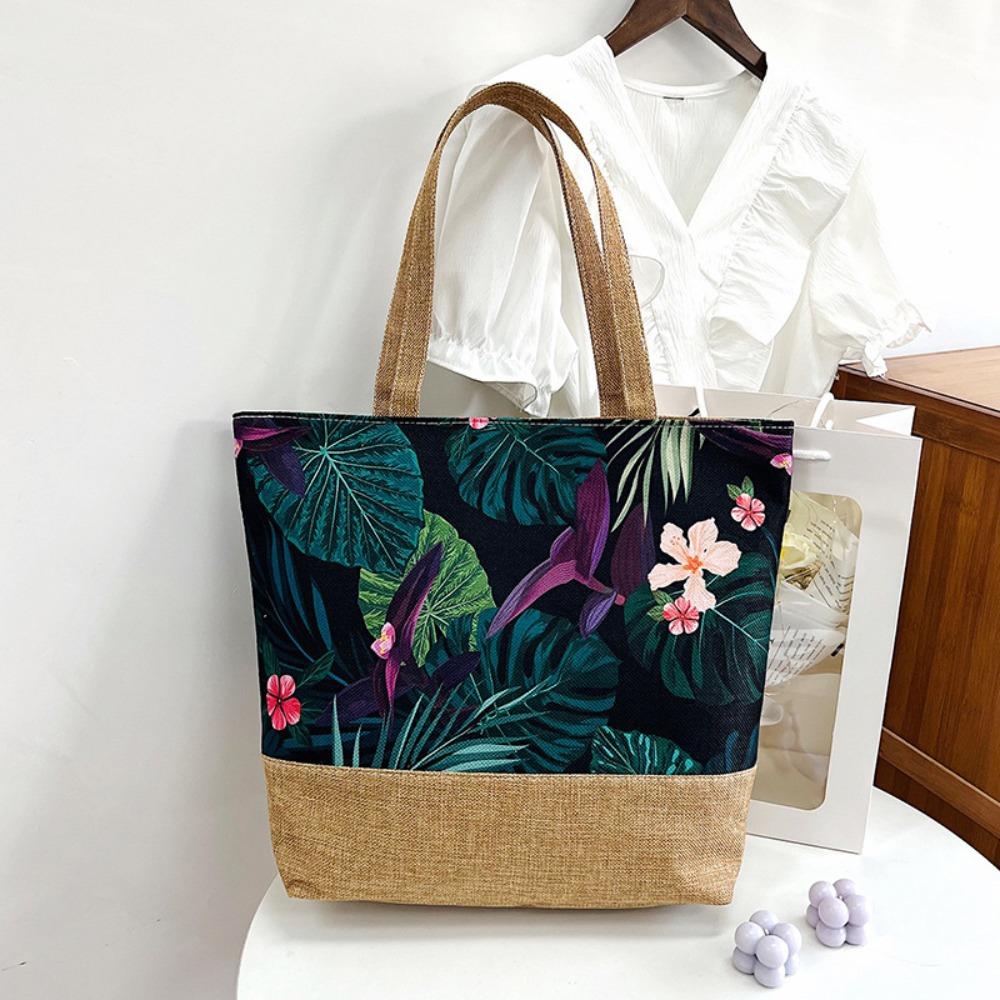 Simple Design Canvas Cross Body Bag Large Capacity Durable Shoulder Bag Stylish Beach Bag Casual Use