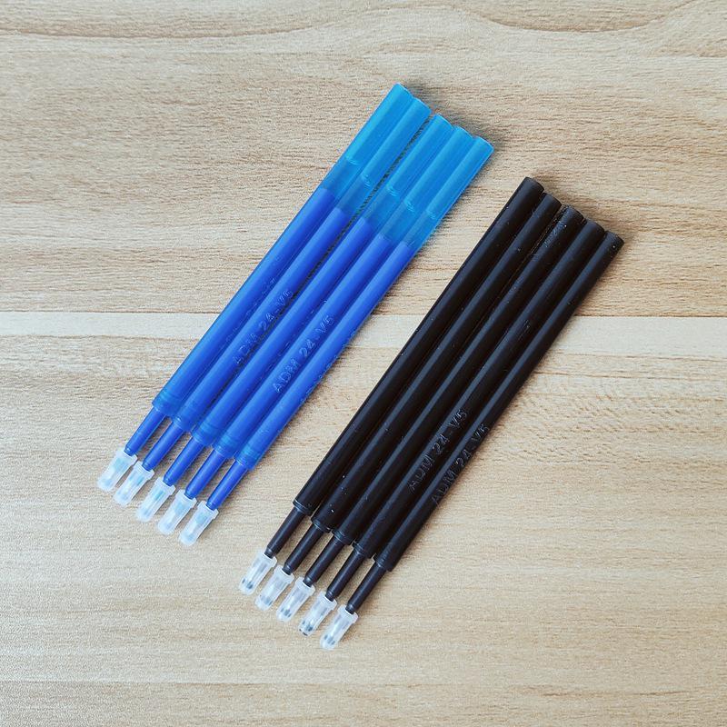 Jiashun 5-Piece Erasable Pen Refills, Large Capacity, 0.5mm Tip, Crystal Blue-Black, For Students