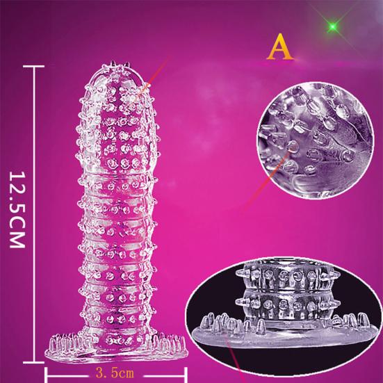 Yousheng Silikon Stachel Gepunktet Gerippt Transparentes Kondom Penisverlängerungshülle Erwachsenen Sexspielzeug