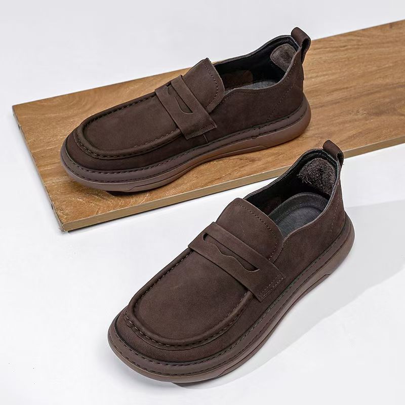 Men's Shoes Leather Spring Business Casual Leather Shoes 2025 Trend Versatile Platform Non-slip British Style Men's Loafers