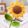 10Pcs Crochet Sunflower with Leaves Handmade Knitting Yarn Flower Decoration Home Office Table Centerpiece Mother's Day Birthday Christmas Gift