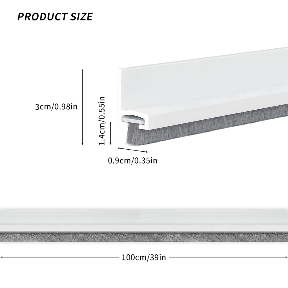 2PCS Door Bottom Sealing Strip With Brush Soundproof Sealing Strip Hardware Windproof Anti-Cold Door Gap Weather Stripping 100CM