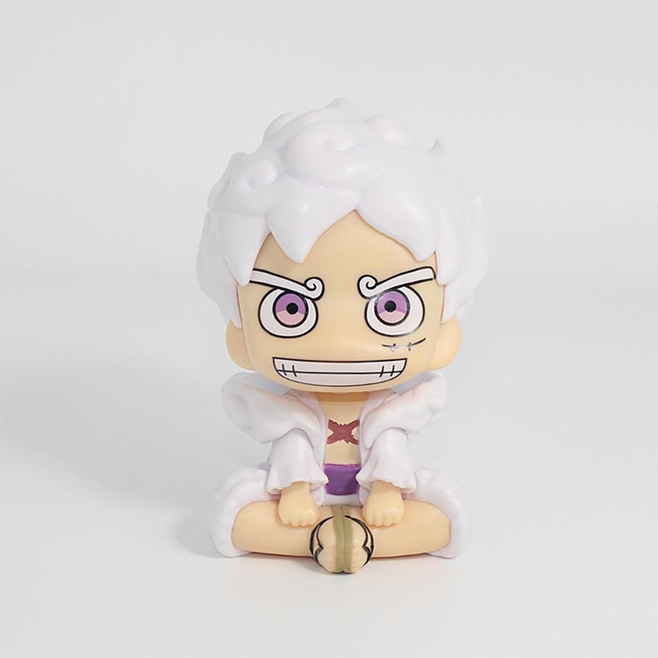 10cm One Piece Anime Figure Nika Luffy Gear 5 Q version Sitting Action Figure Statue Model Collection Desktop Car Ornaments Toys