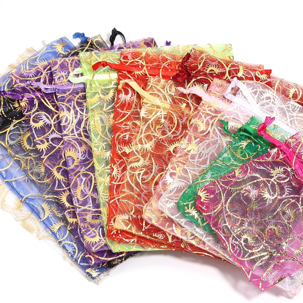 10 Stück/Los Organza Geschenktaschen Bunte Süßigkeitenperlen Kordelzug Aufbewahrungstaschen Für DIY Weihnachtsfeier Geschenk Schmuck Verpackungstaschen