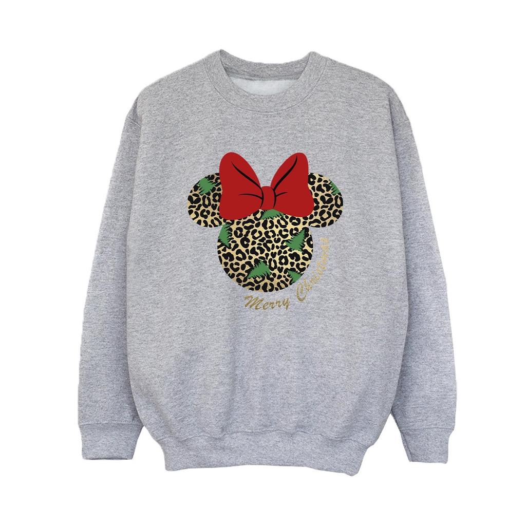 Disney Jungen-Weihnachts-Sweatshirt mit Minnie-Maus-Leopardenmuster