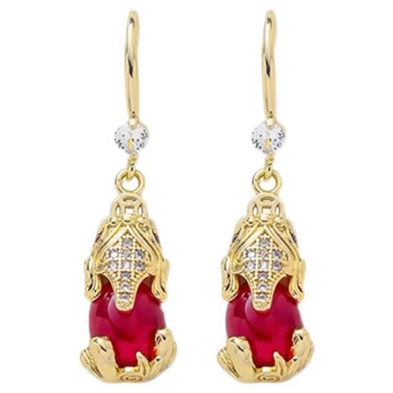 Elegant Gold Rhinestones Animal Earrings Women's Rhinestones Dangle Earrings in Elegant Gold for Daily Wear Parties