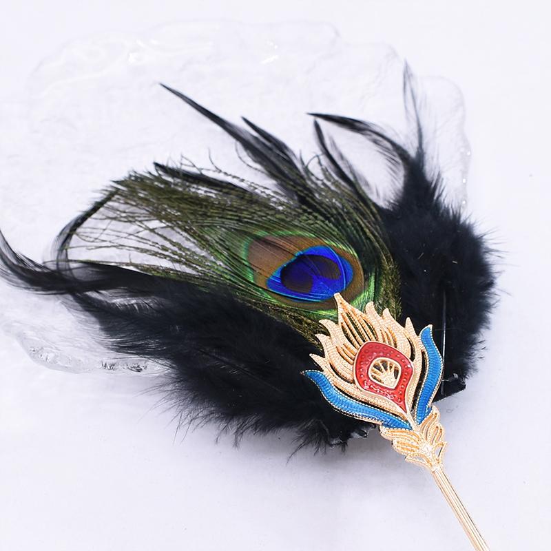 1 pièce de couvre-chef robuste et magnifique en alliage, épingle à cheveux plume de paon, couleur vive et exquise, élégant et durable