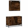 2 piece bathroom furniture set smoked oak wood based material