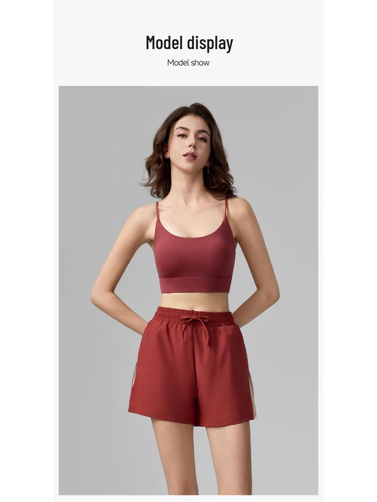 Women's Quick-Dry Sports Shorts, Anti-Exposure, Breathable with Pockets, Color-Blocked Fitness Bermudas.