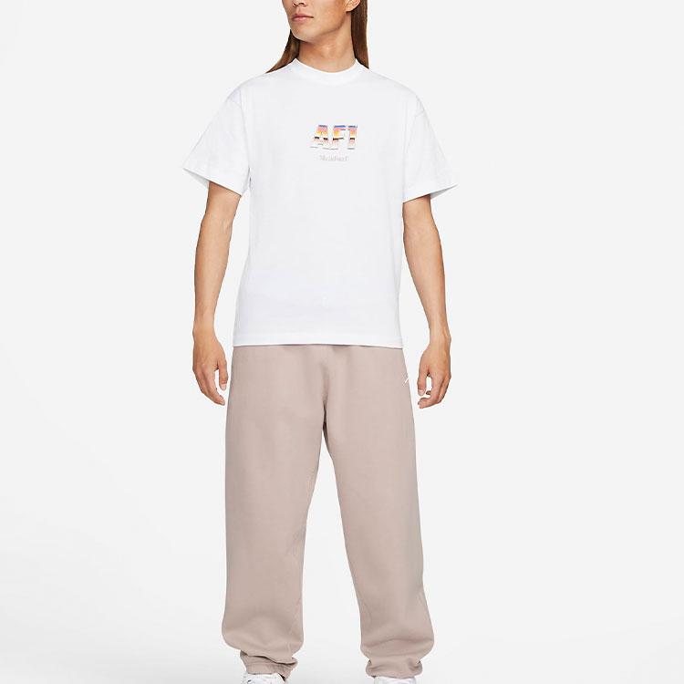 Nike T Shirts Men's White Crew Neck Moderate Straight Fit DR5756-100