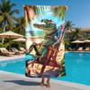 Serviette de plage en microfibre de polyester sur le thème de la chaise longue Crocodile est très absorbante, adaptée pour la natation et les sorties à la plage