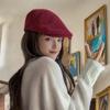 Big Head Circumference Solid Color Versatile Warm Beret Korean High End Japanese Old Retro Front Hat Cotton Hat