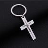 Men's Stainless Steel Cross Keychain with Inspirational Engraving