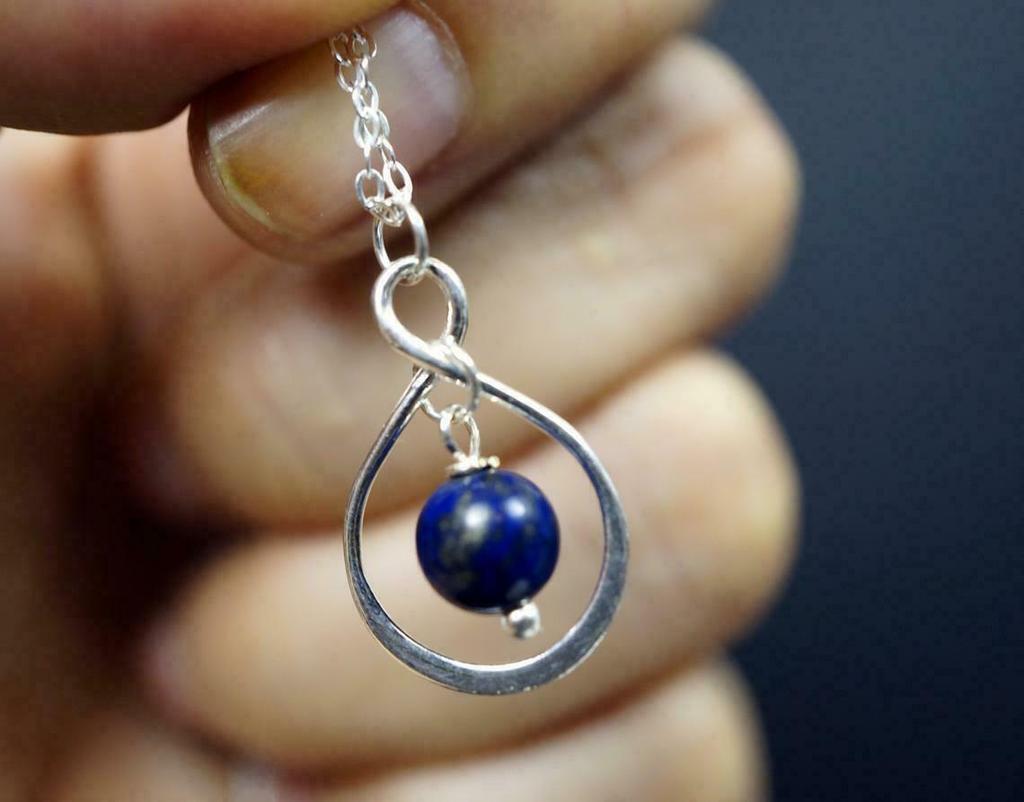 Sterling Silver Infinity Handmade Lapis Lazuli  Necklace Pendant For MOM Wife
