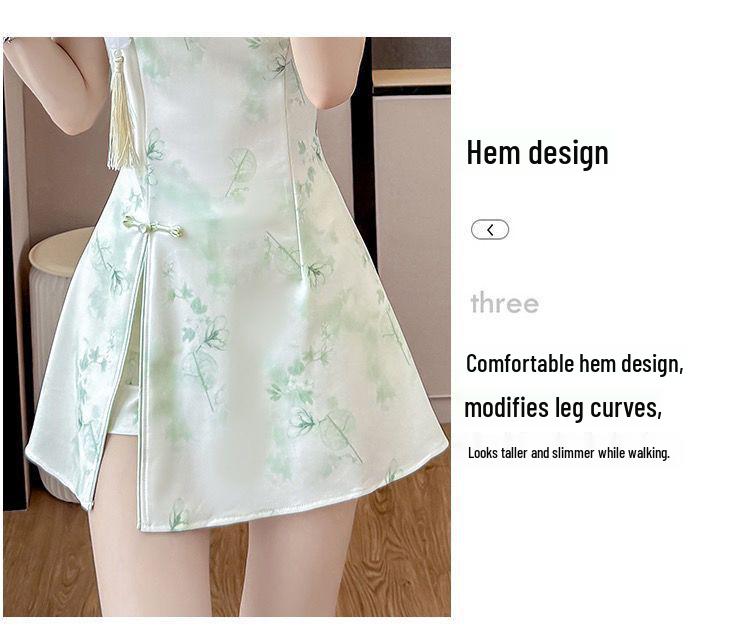 2026 Chinese Style Qipao Two-Piece: Short Sleeve Top & Shorts Set