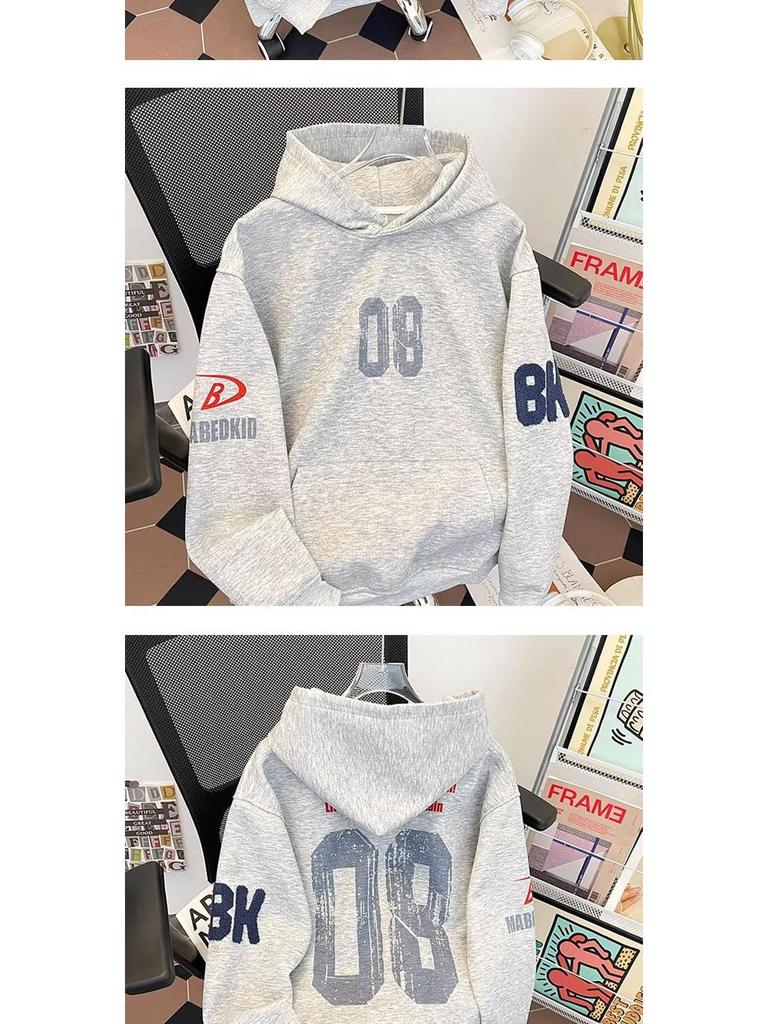 Autumn Unisex Letter Print Embroidered Hoodie - Casual Trendy Loose Fit