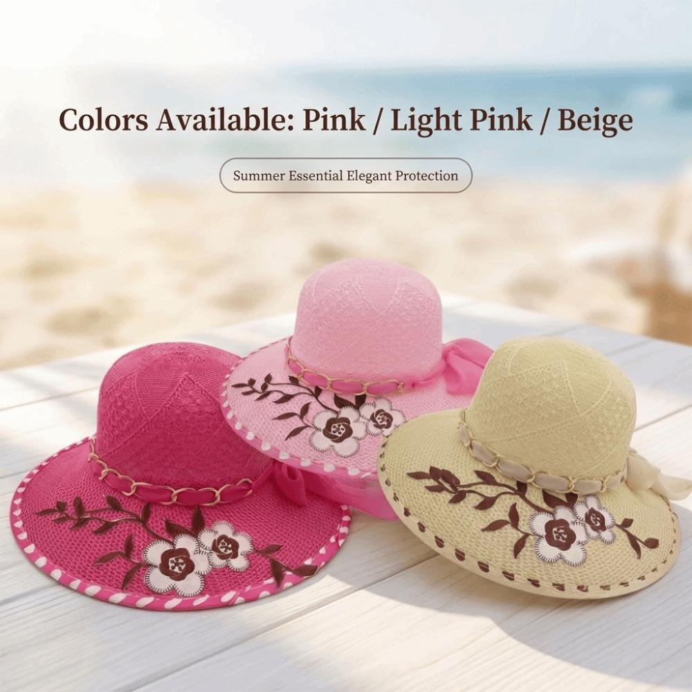 UV Protection Women's Sun Hat Flower Printed Straw Hat Fashion Fisherman's Hat Summer Outdoor