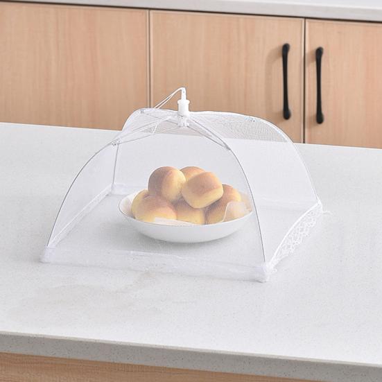 Mesh Food Covers Large White Nylon Pop-Up Tent Umbrella Collapsible Reusable Serving Dish Covers for Outdoor Camping Picnics BBQ