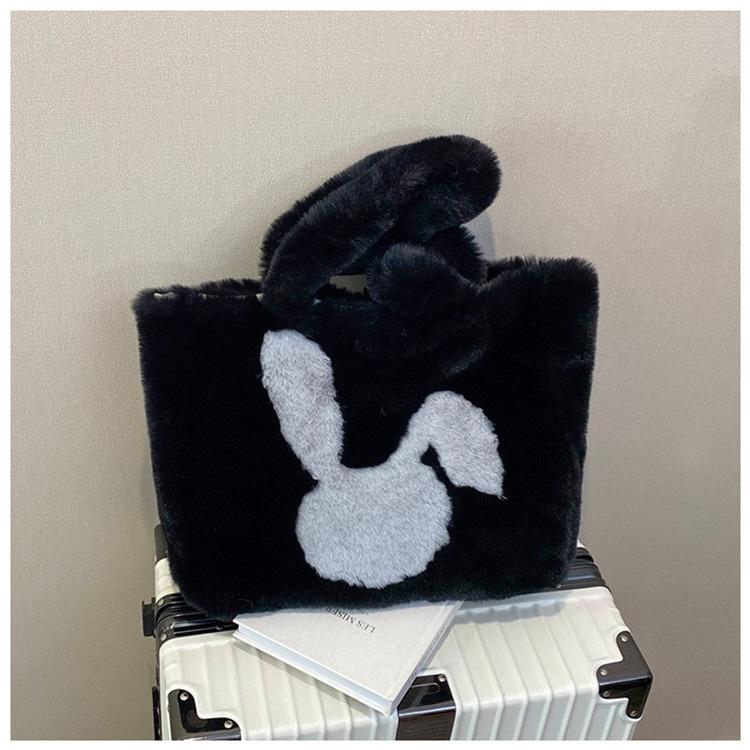 Autumn and Winter Large-capacity Bag Women's New Cute Rabbit Plush Bag Office Worker Simple Shoulder Bag