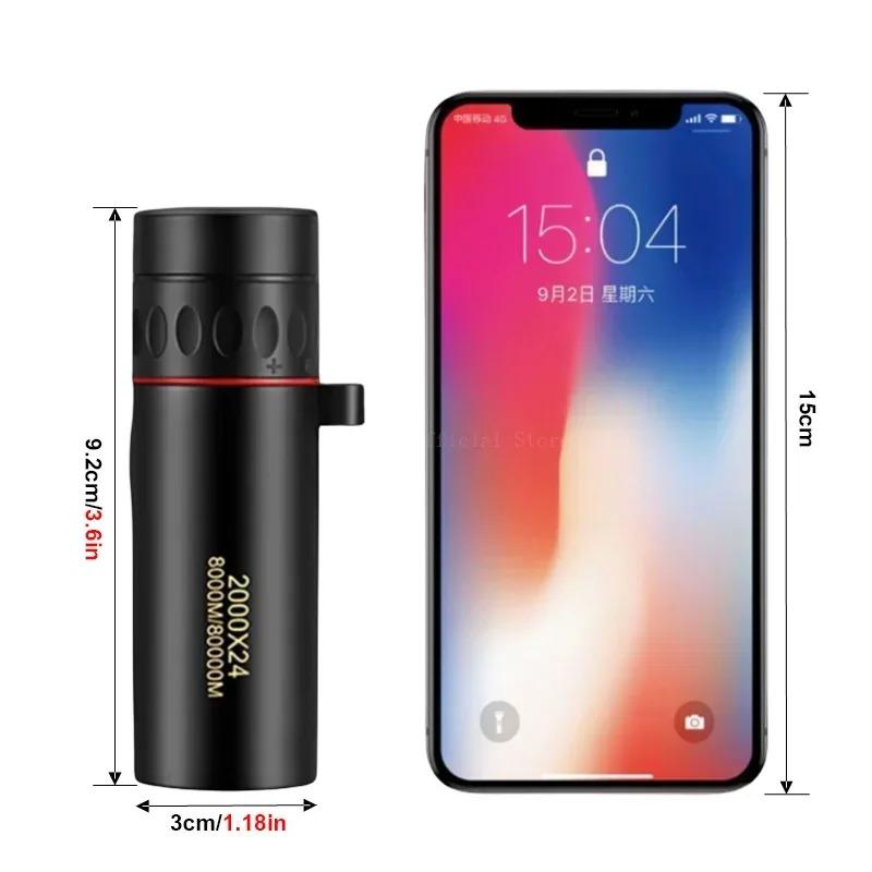 2025 2000X24 HD Monocular Telescope, Compact Portable for Travel, Hiking, Fishing, Camping, Stargazing, Concerts & Bird