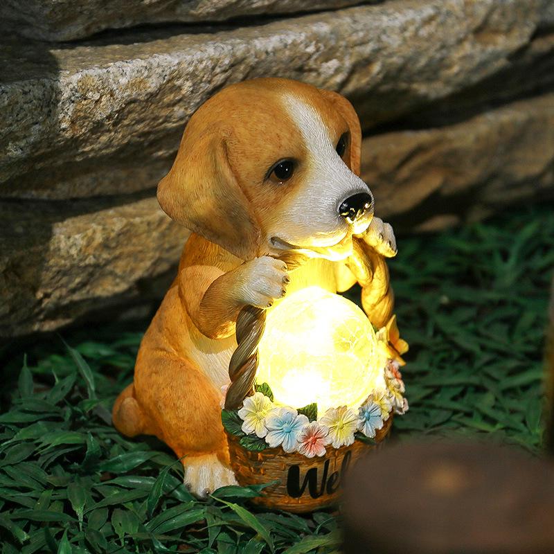 American-Style Solar Dog Night Light: Cute Garden Animal Ornament