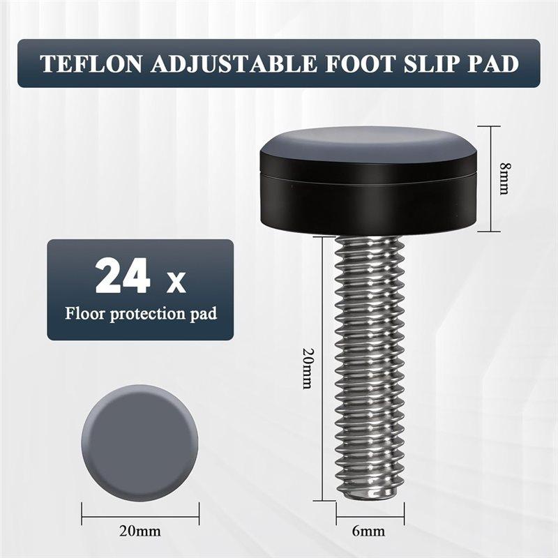 A25F-24Pcs Furniture Gliders Screws On Foot Pad With 6Mm Thread For Legs Smooth Gliding And Floor Protections Gliders