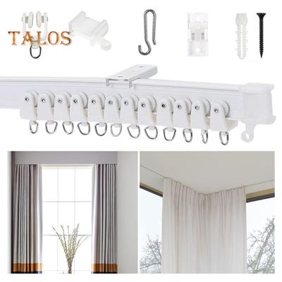 1 Set Curtain Track Accessories 1/3/5m Ceiling Curtain Track Bendable Smooth Sliding Room Divider Curtain Track System for RV Bay Window Shower Easy