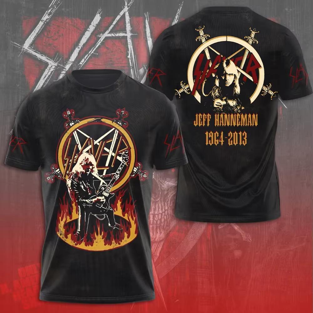 New Rock Slayer Band 3d Print T-shirt Men Women Fashion Large size Hip Hop Tops Tee Tshirt Short Sleeve Casual Mens Clothing