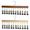 Wooden Closet Storage Organizer with 12 Stainless Steel Clips Leggings Pants Hanger Boutique Hat Hanger for Socks Pants Skirts