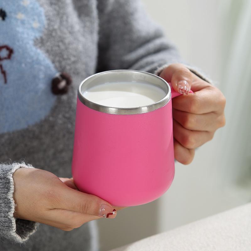 Kaffeebecher mit Henkel und Schiebedeckel, Reisebecher aus Edelstahl mit Henkel, Doppelwandig vakuumisoliert, Campingbecher